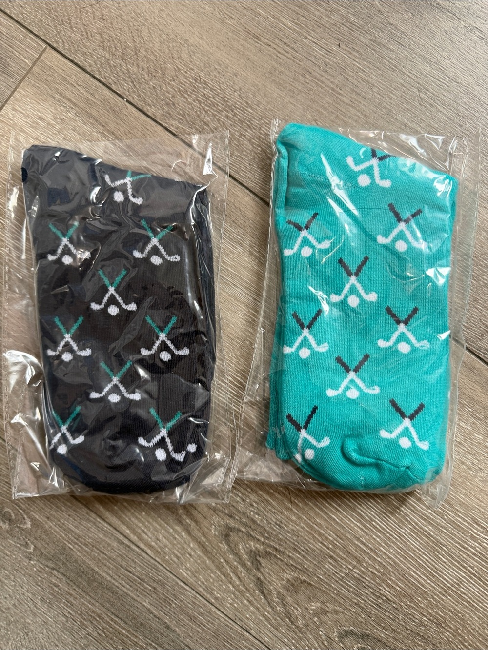 Men's Crew Socks Pack - Black & Teal Golf Pattern
